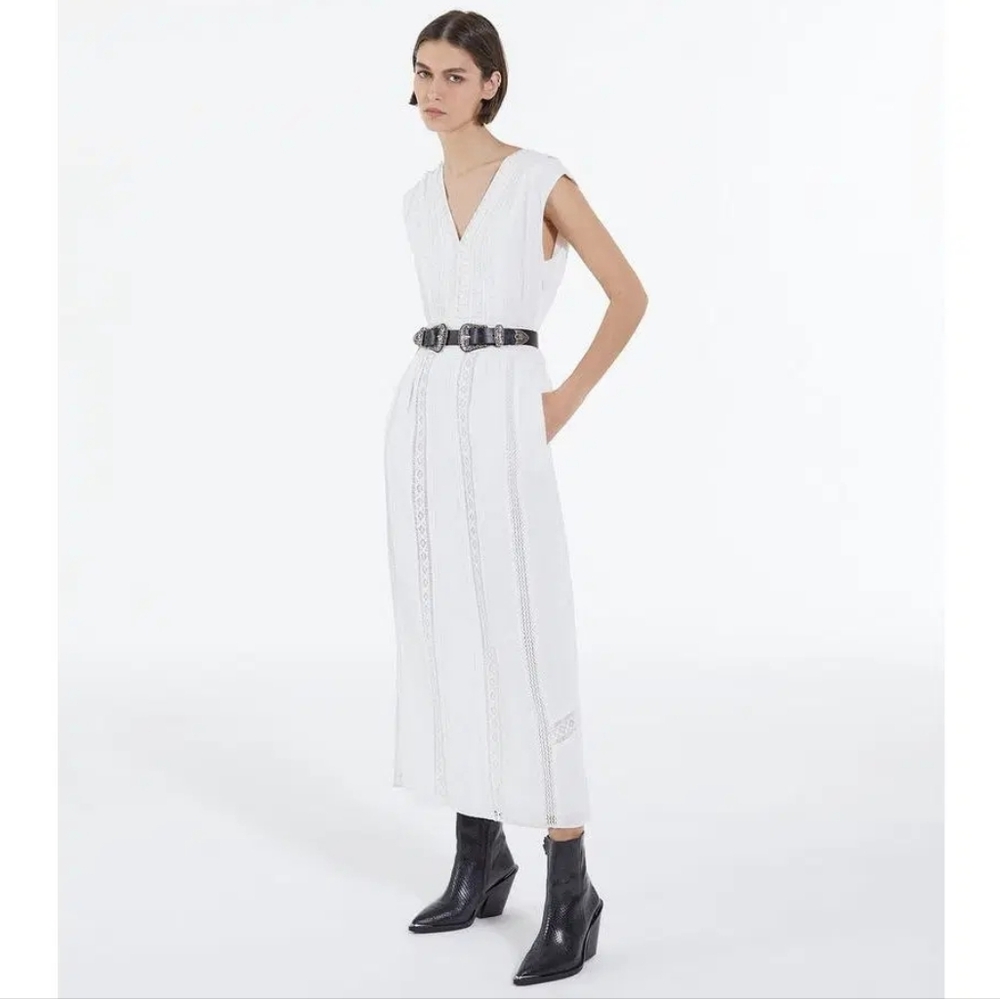 NWT-The Kooples White Cotton Maxi Dress Size 1 (US Size S/4)
